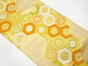 アンティーク　毘沙門亀甲に花菱模様織り出し袋帯（材料）